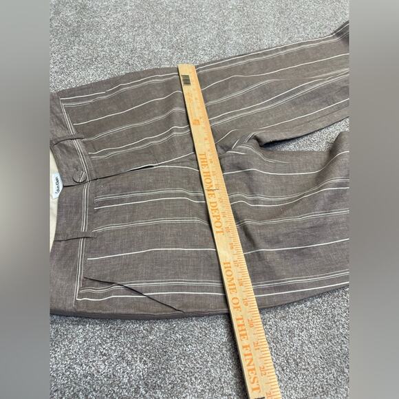 sophisticated vintage palazzo Calvin Klein pinstripe linen blend trouser sz 4 - Picture 10 of 13